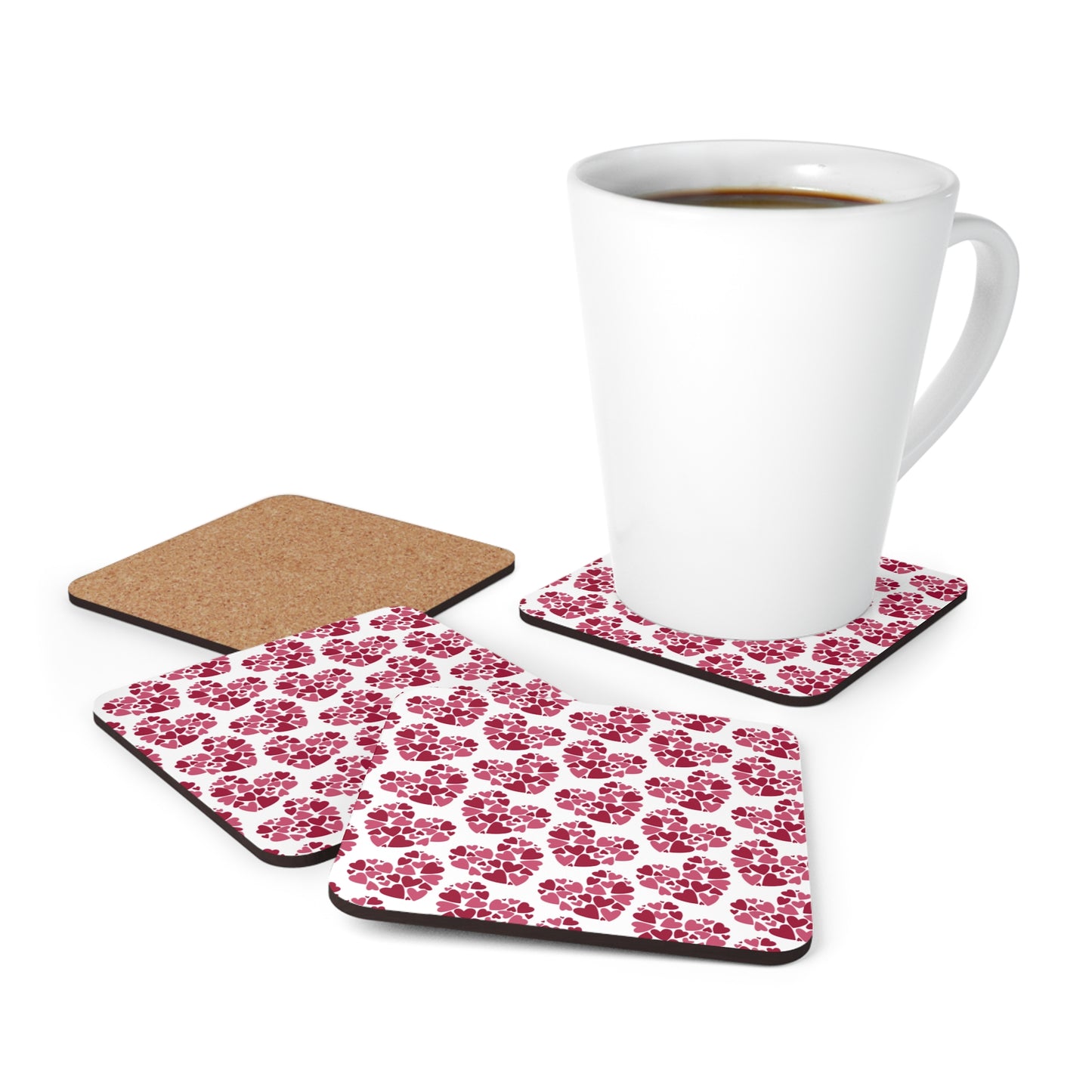 Happy Valentines Day Corkwood Coaster Set