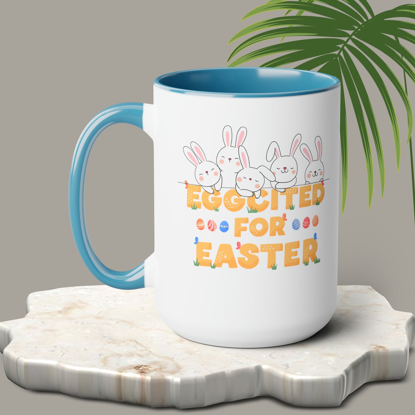 Eggcited For EasterTwo-Tone Coffee Mugs, 15oz