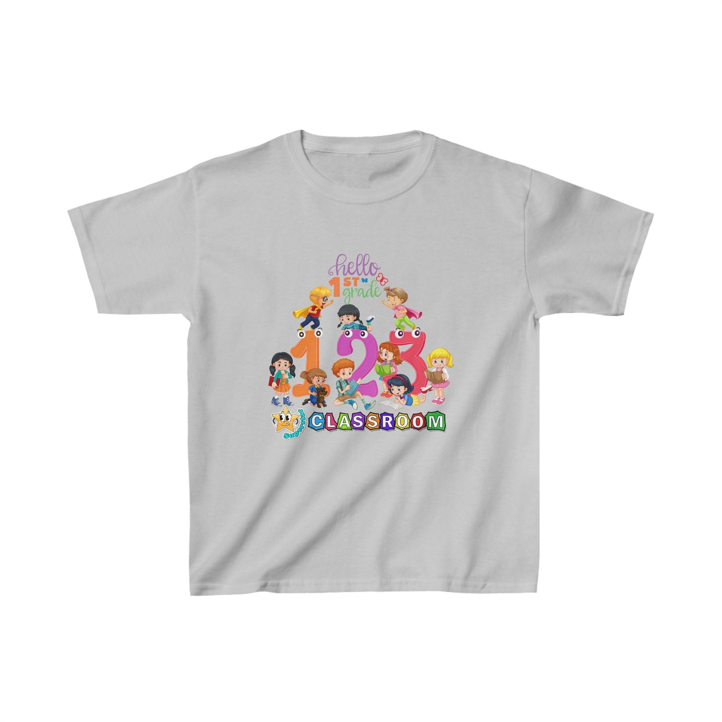 Hello First Grade Back To School Kids Heavy Cotton™ Tee, Back to school Kids Shirt, 1st Day Of School Shirt, Back To School Cotton T-Shirt.