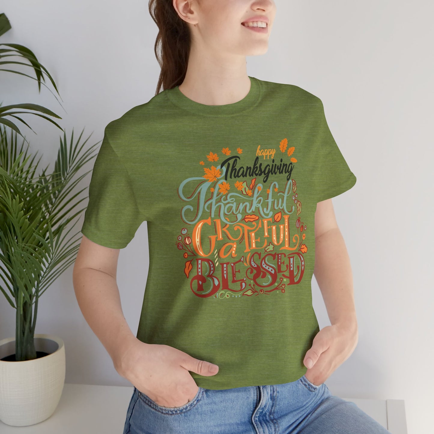 Thankful Grateful Blessed T-shirt, Happy Thanksgiving T-shirt, Happy thanksgiving 2024 T-shirt, Thanksgiving Gift,Turkey Shirt, Family Thanksgiving, Holiday Outfit.