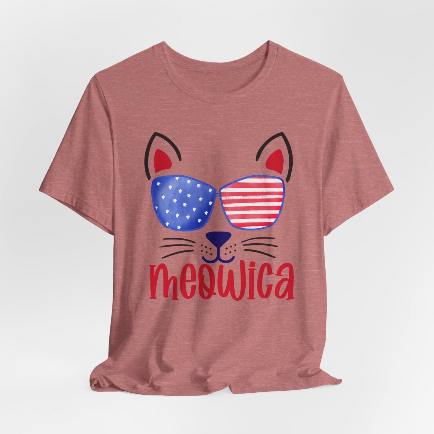 4th of July T-Shirt, Meowica T-shirt,  Fourth of July unisex jersey short sleeve.