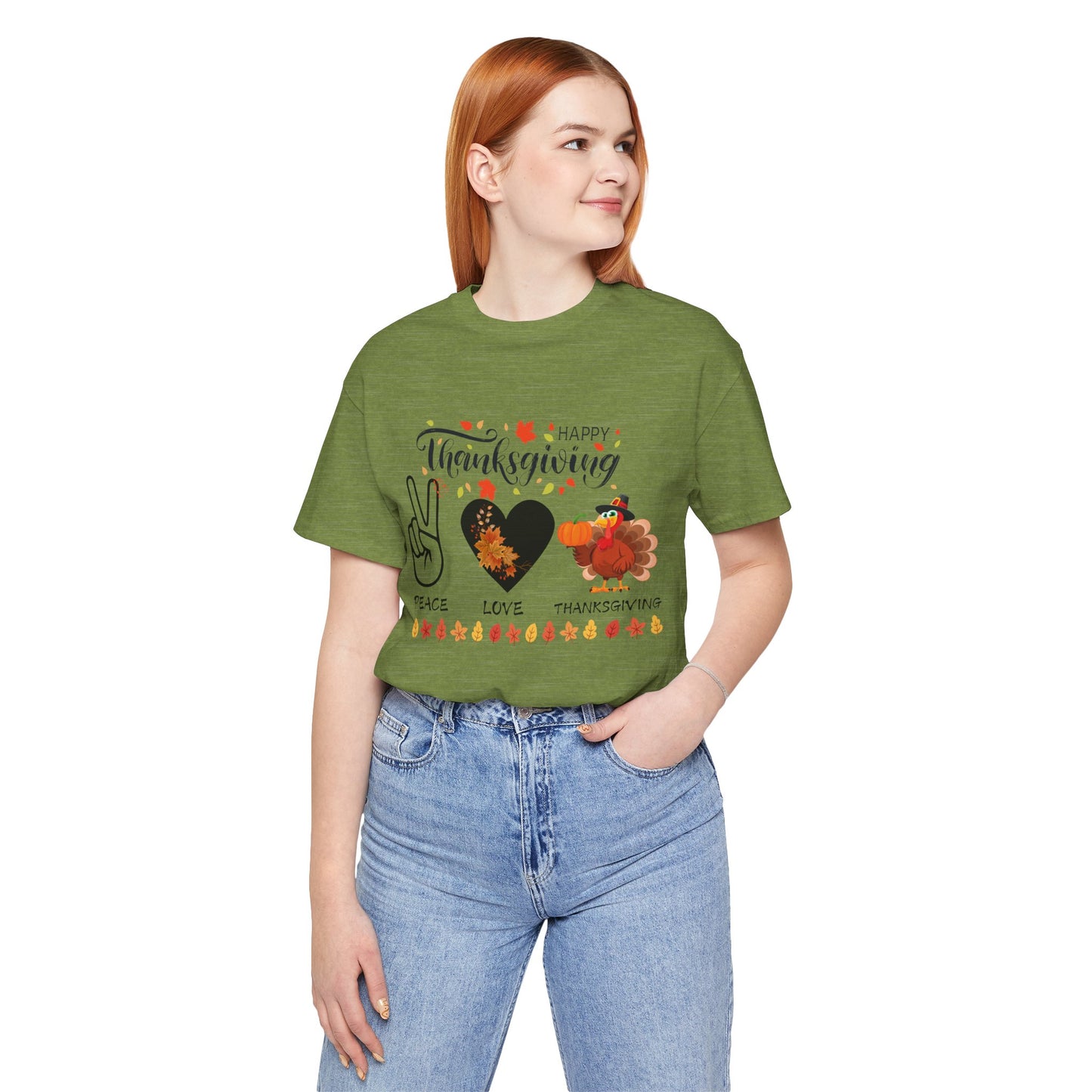 Peace Love Thanksgiving T-shirt, Happy Thanksgiving T-shirt, Happy thanksgiving 2024 T-shirt, Thanksgiving Gift,Turkey Shirt, Family Thanksgiving, Holiday Outfit.