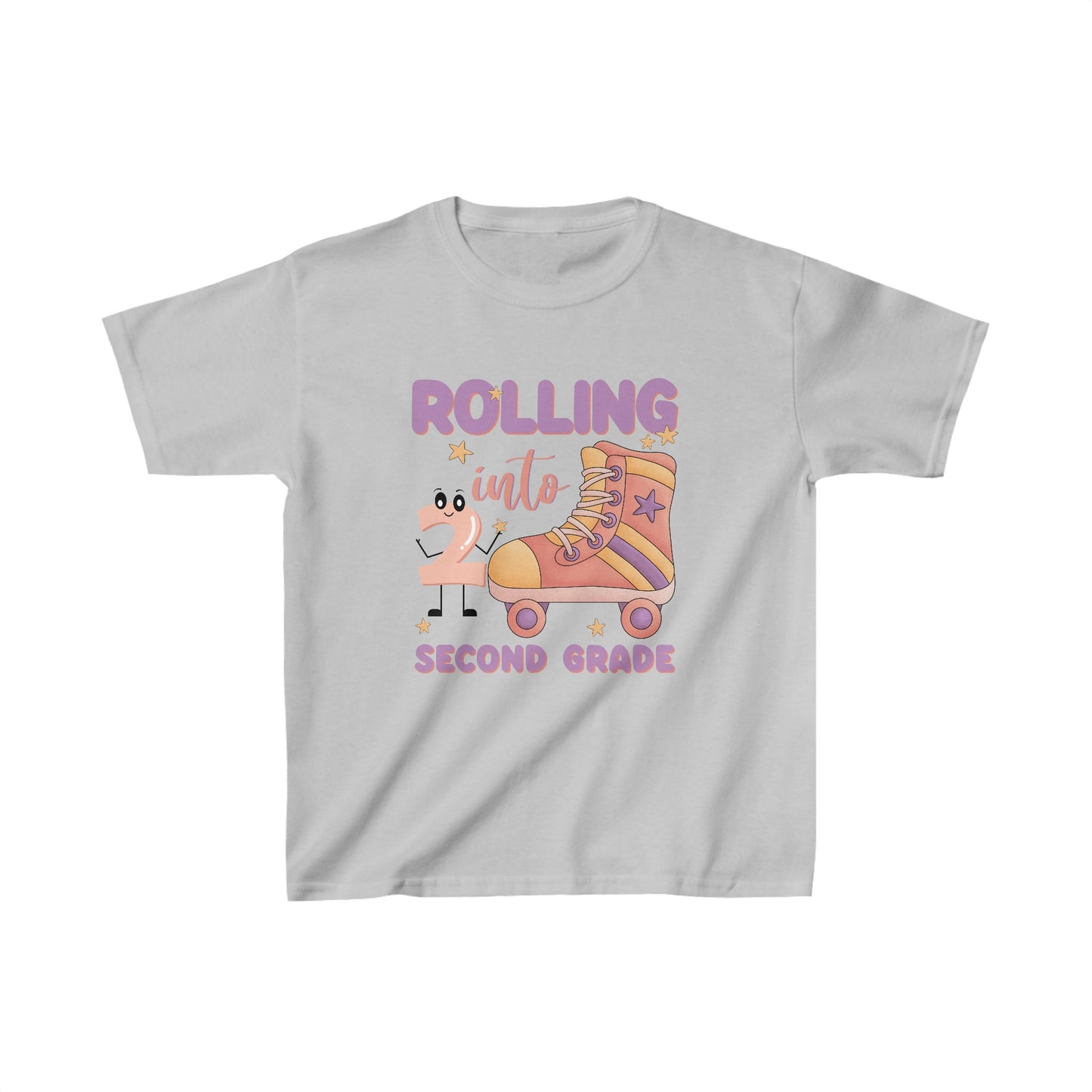 Rolling Into 2nd Grade Back To School Kids Heavy Cotton™ Tee, Back to school Kids Shirt, 1st Day Of School Shirt, Back To School Cotton T-Shirt.