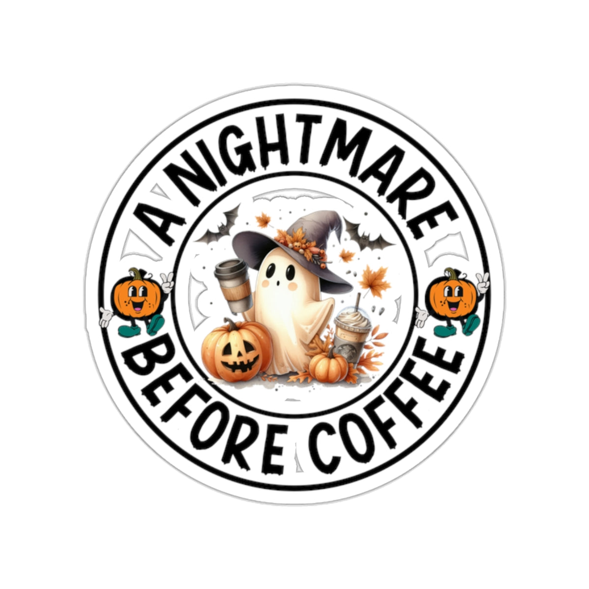 A Nightmare Before Coffee Halloween Kiss-Cut Stickers, Cute Ghost Halloween Kiss-Cut Stickers, Happy Halloween Kiss-Cut Stickers, Spooky Season Kiss-Cut Stickers, Trick Or Treat Halloween Kiss-Cut Stickers.