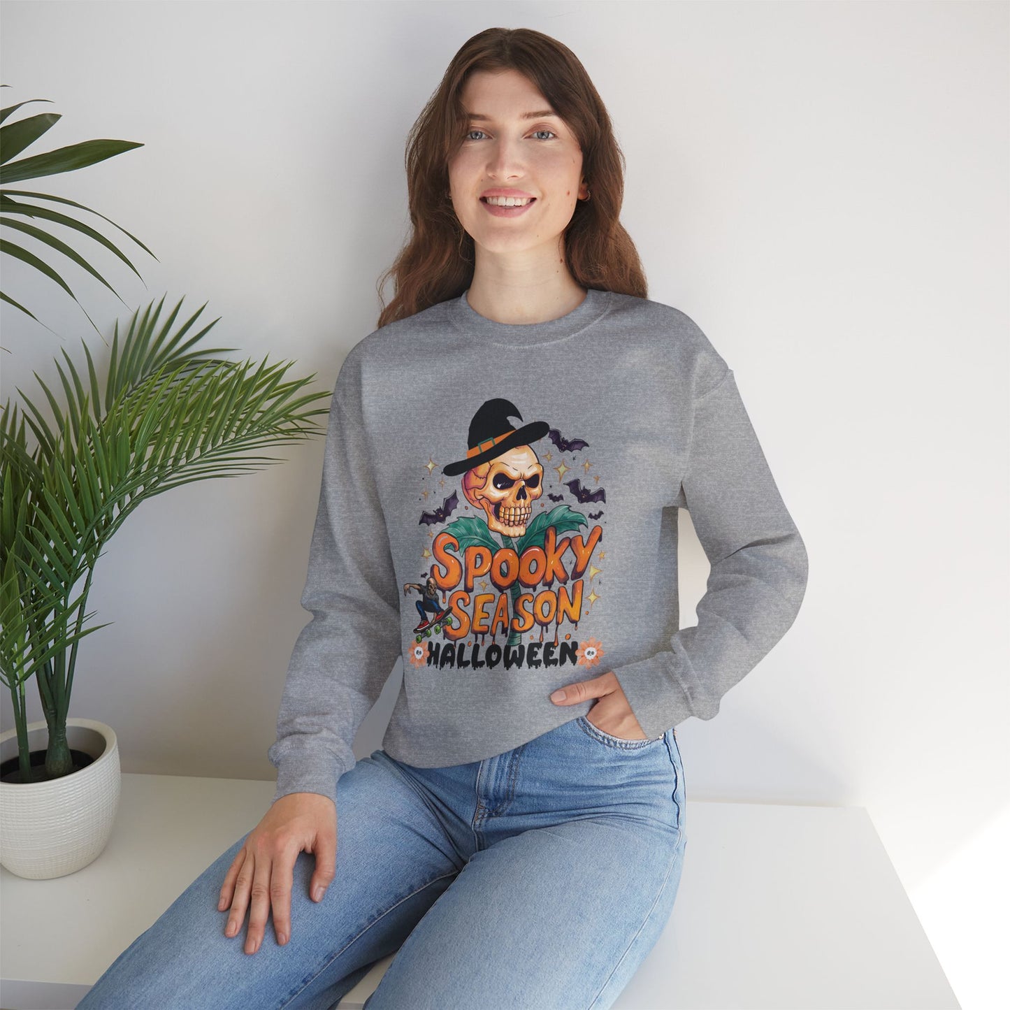 Spooky Season Sweatshirt, Happy Halloween Sweatshirt - Unisex Heavy Blend Crewneck, Halloween Sweatshirt, Cute Spooky Ghost sweatshirt.