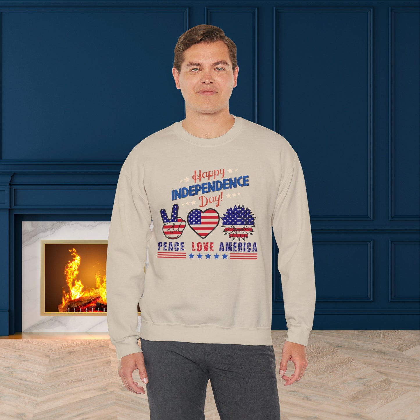 Happy 4th Of July Sweatshirt, Peace Love America Sweatshirt, Fourth of July unisex heavy blend crewneck sweatshirt.