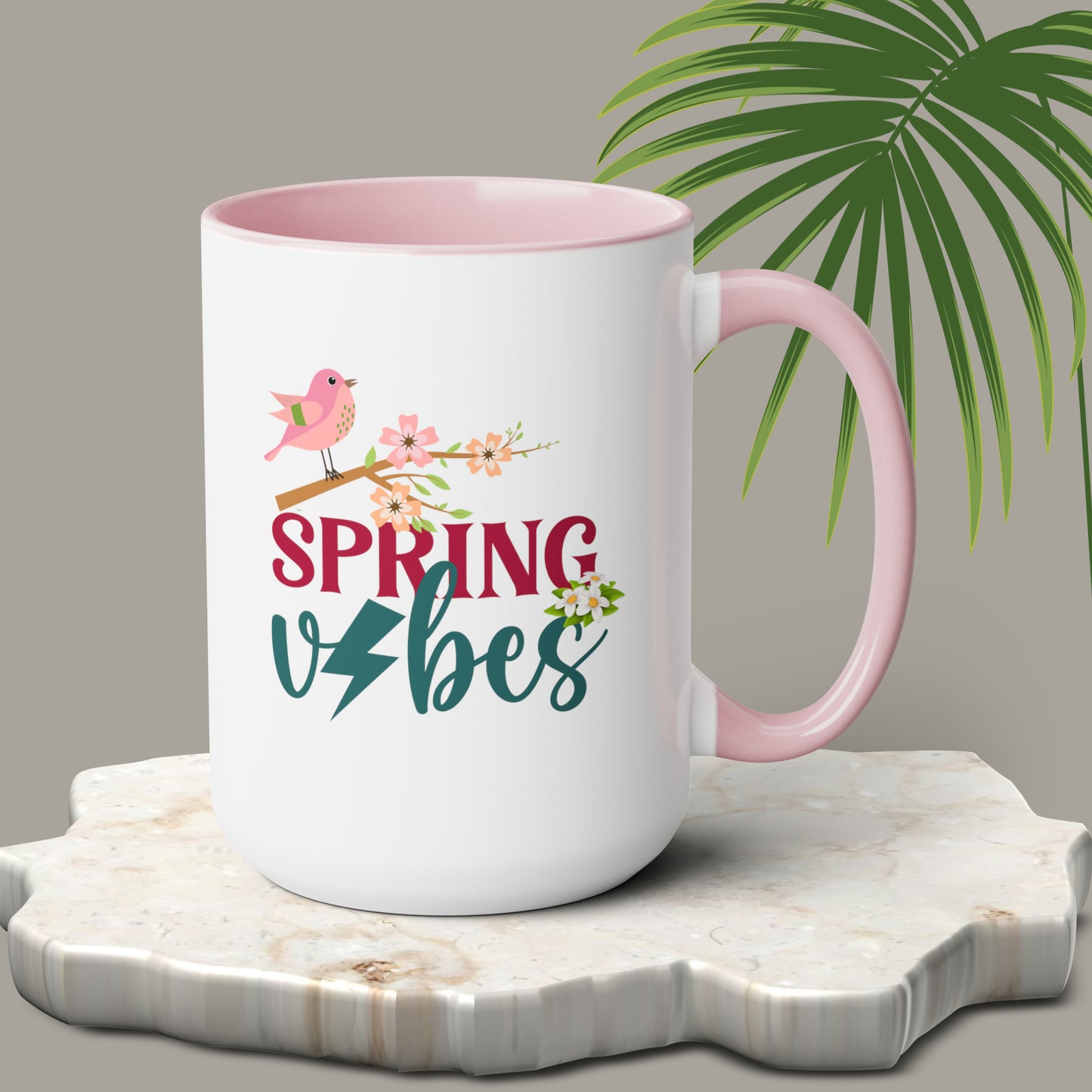 Spring Vibes Trendy two-Tone Coffee Mugs, 15oz