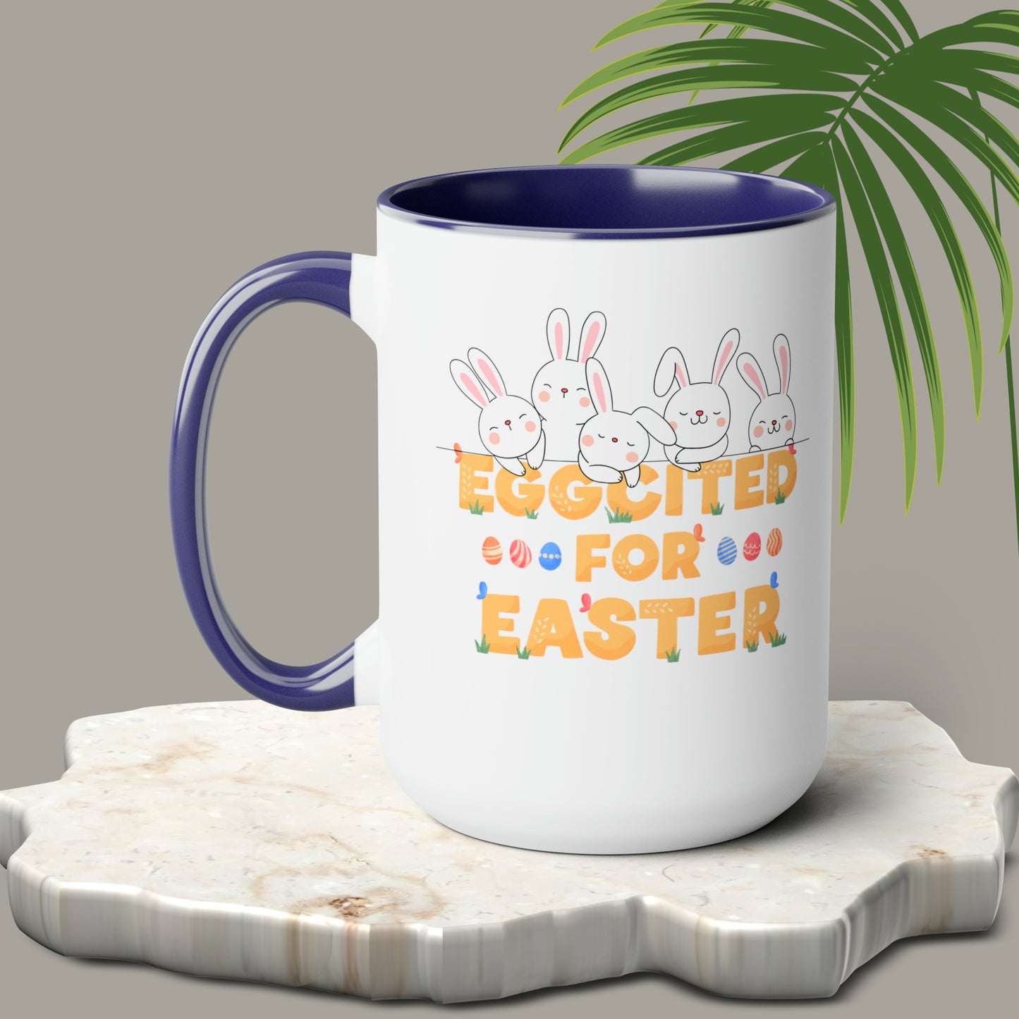 Eggcited For EasterTwo-Tone Coffee Mugs, 15oz