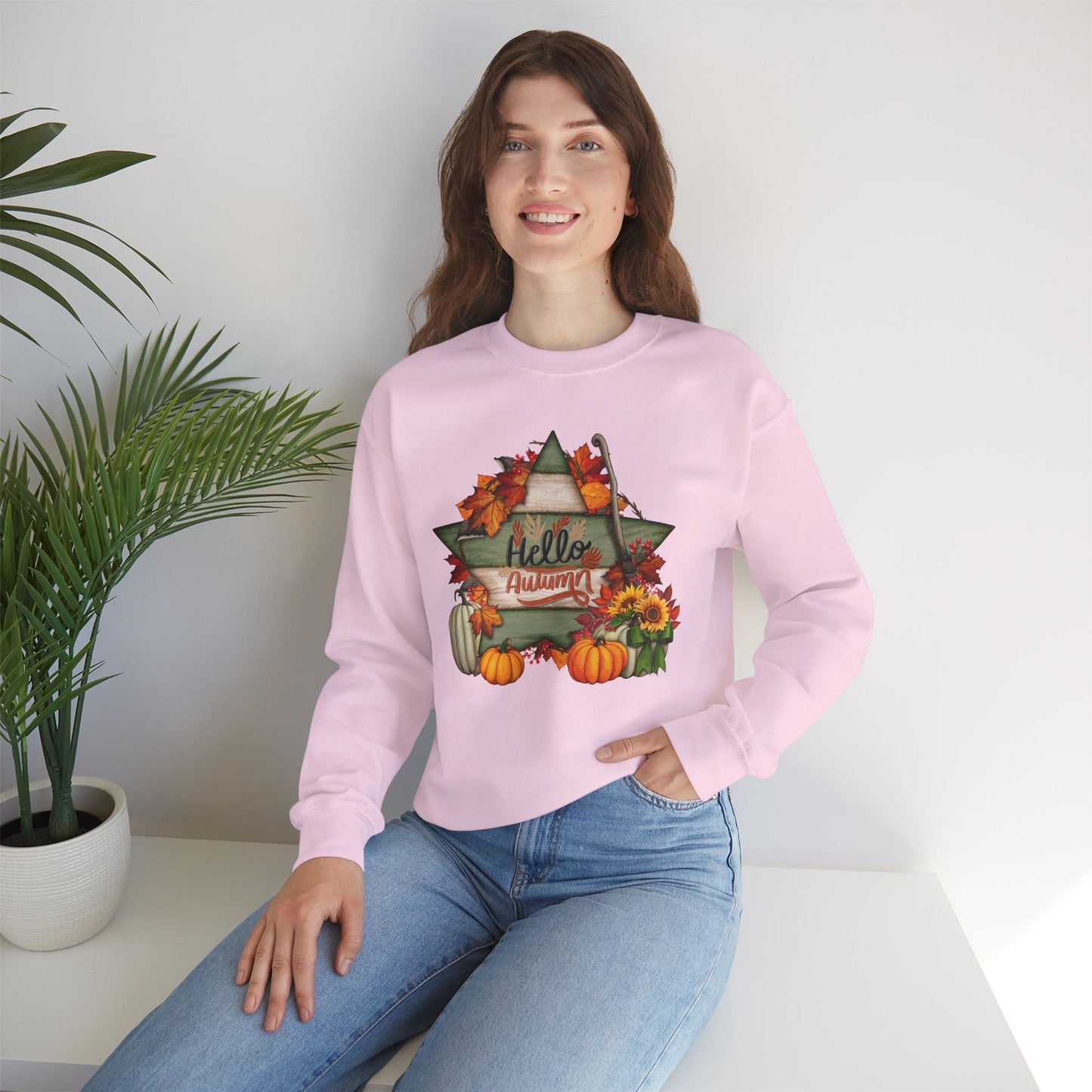 Hello Autumn Thanksgiving  Sweatshirt - Unisex Heavy Blend, Happy Thanksgiving2024 Sweatshirt, Thanksgiving Gift, Festive Sweatshirt.