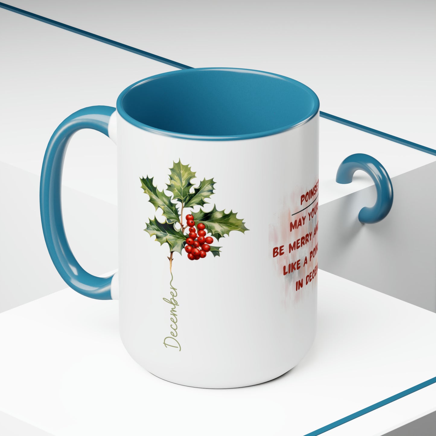 December Birth Month Flower Two-Tone Coffee Mugs, 15oz, Birth Month Flower mug.