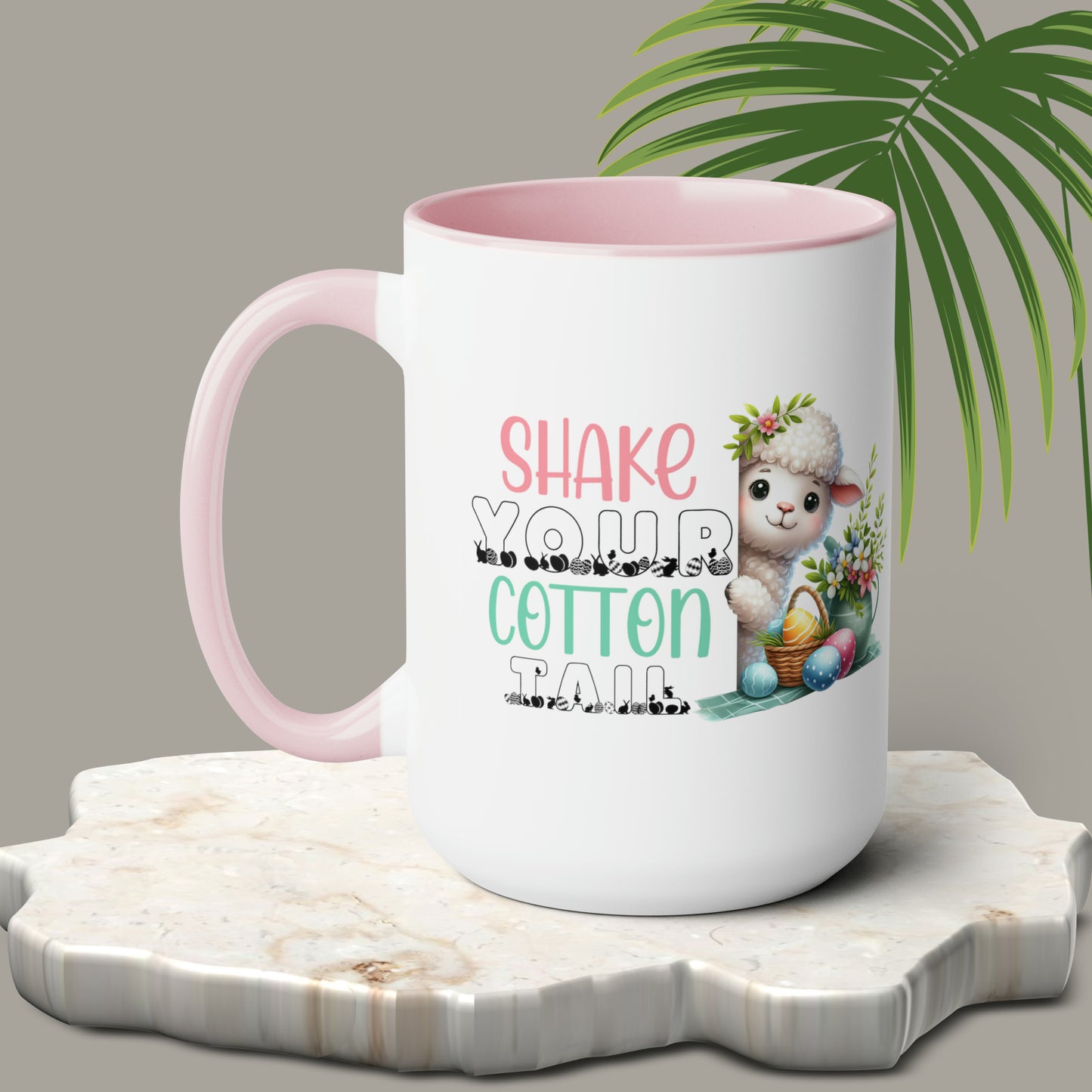 Shake Your Cotton Tail Two-Tone Coffee Mugs, 15oz