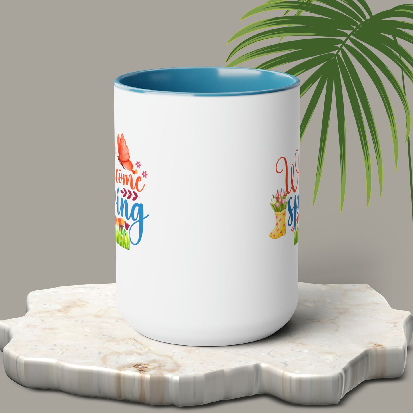 Welcome Spring two-Tone Coffee Mugs, 15oz