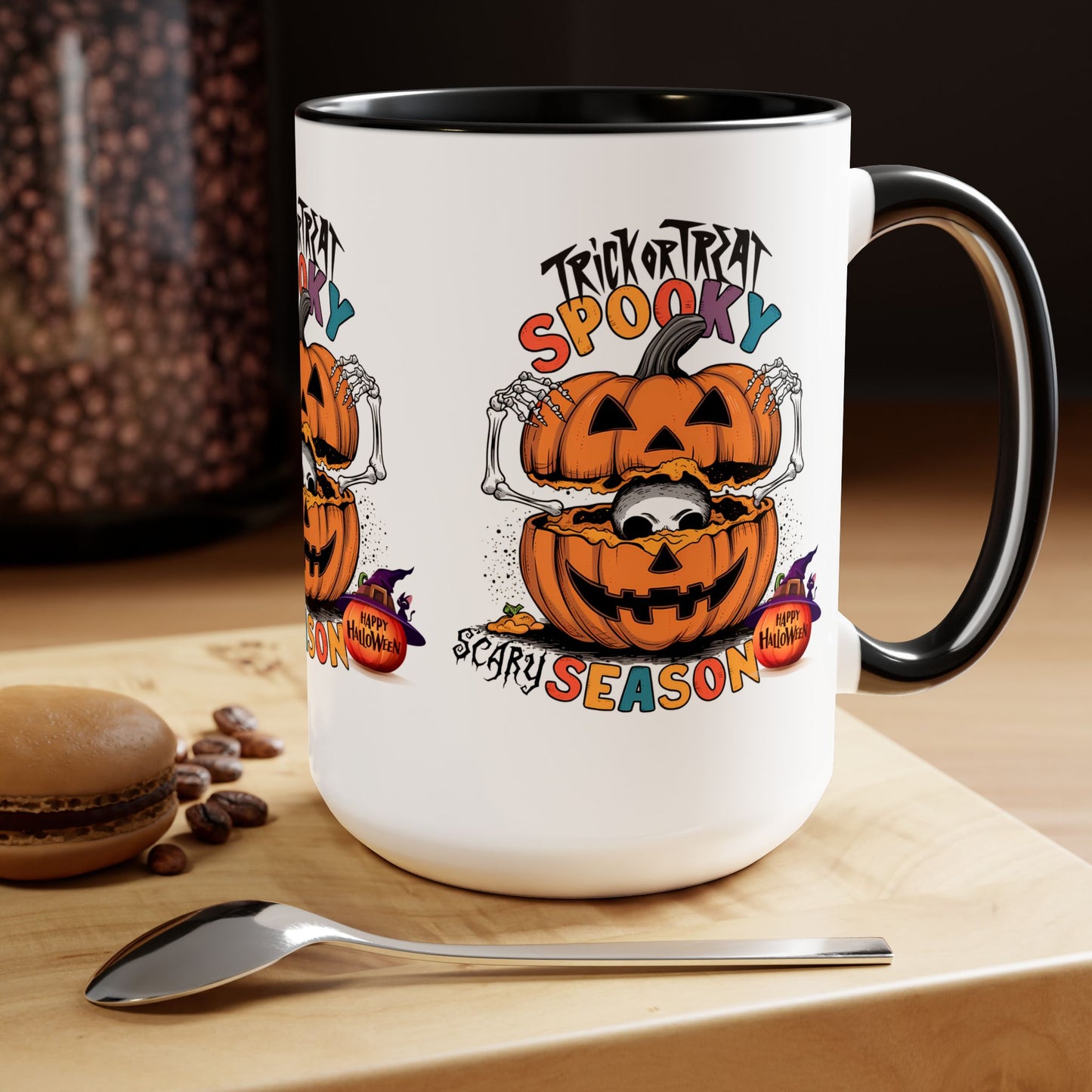 Spooky Scary Halloween Coffee Mug,  Let's Go Halloween Coffee Mug, Trick or Treat Halloween Coffee Mug, Cute Skeleton Coffee Mug, Spooky Season Halloween Coffee Mug.