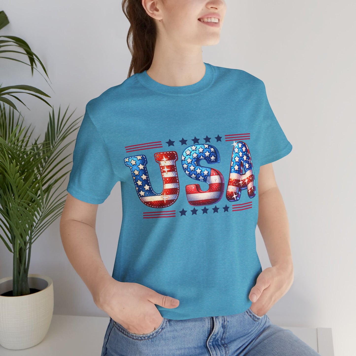 4th of July T-shirt, Sweet Land Of Liberty T-Shirt, Fourth of July unisex jersey short sleeve, America, Flag, Peace Love America. Proud To Be An American, Red White Blue.