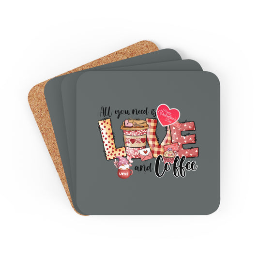Happy Valentines Day Corkwood Coaster Set