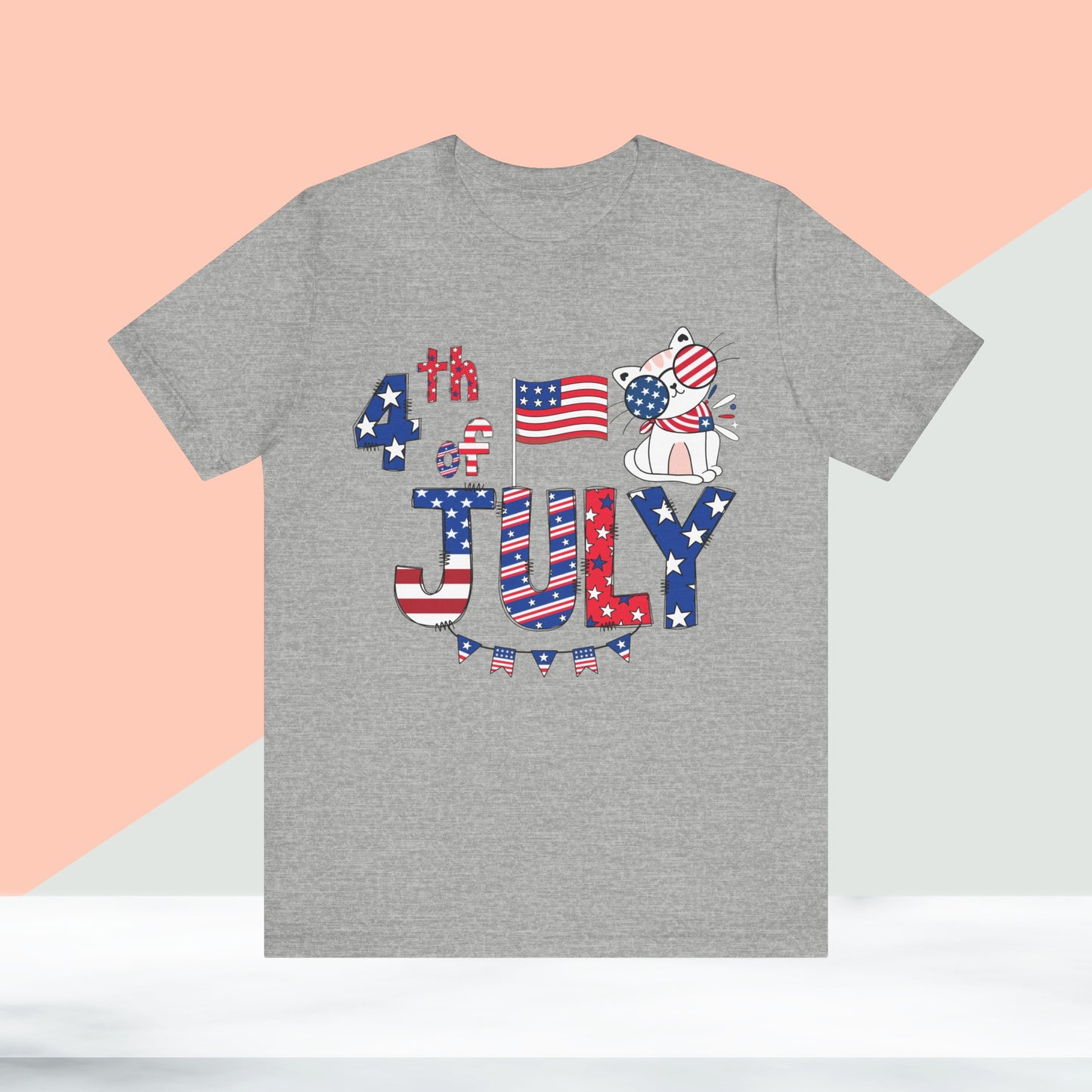 4th of July T-shirt, Red White Blue T-Shirt, Fourth of July unisex jersey short sleeve.