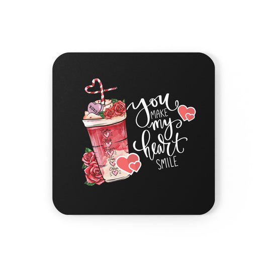 Happy Valentines Day Corkwood Coaster Set