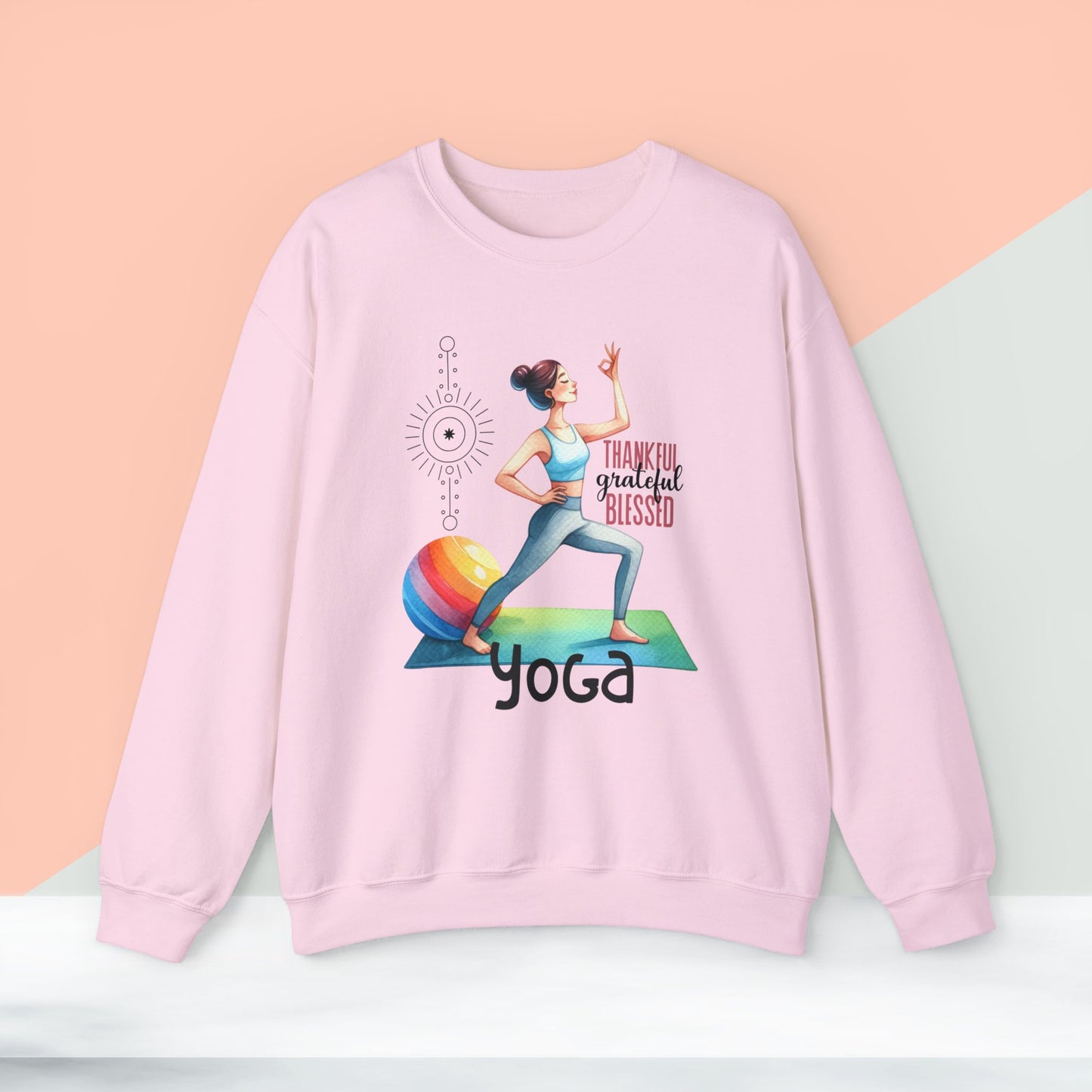 Thankful Grateful Blessed Yoga unisex heavy blend crewneck sweatshirt,Yoga workout Sweatshirt,Yoga lovers Sweatshirt, Yoga Instructor Gift, Gym Sweatshirt, Gift For Yoga lovers, Gift For Yogi.