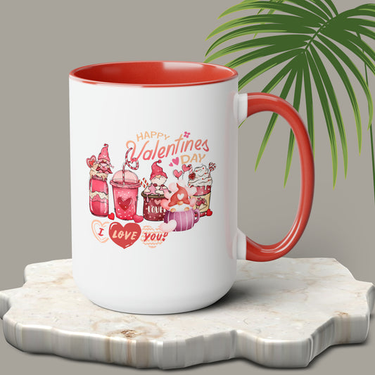 Happy valentines day Two-Tone Coffee Mugs, 15oz