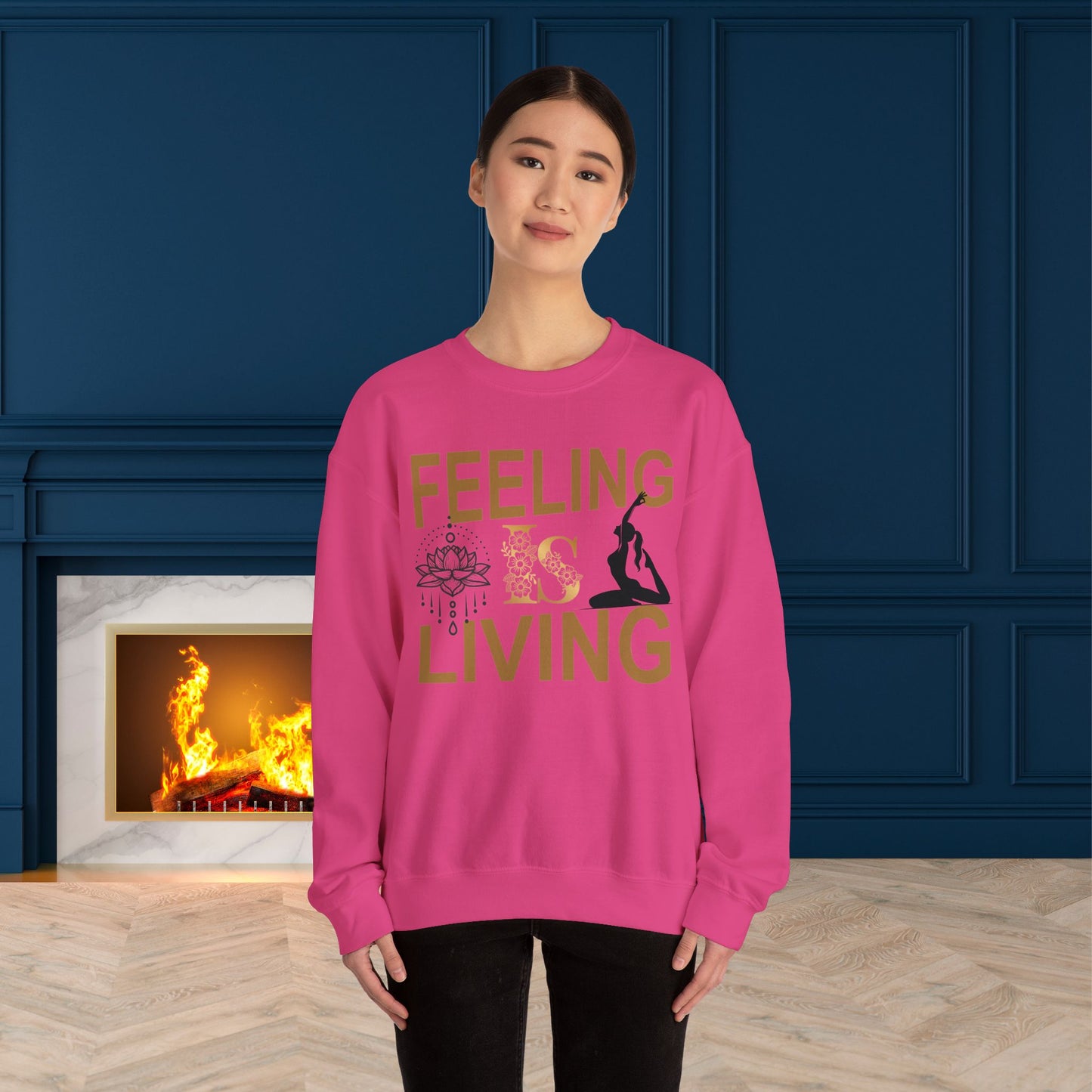 Feeling Is Living Yoga unisex heavy blend crewneck sweatshirt,Yoga workout Sweatshirt,Yoga lovers Sweatshirt, Yoga Instructor Gift, Gym Sweatshirt, Gift For Yoga lovers, Gift For Yogi.