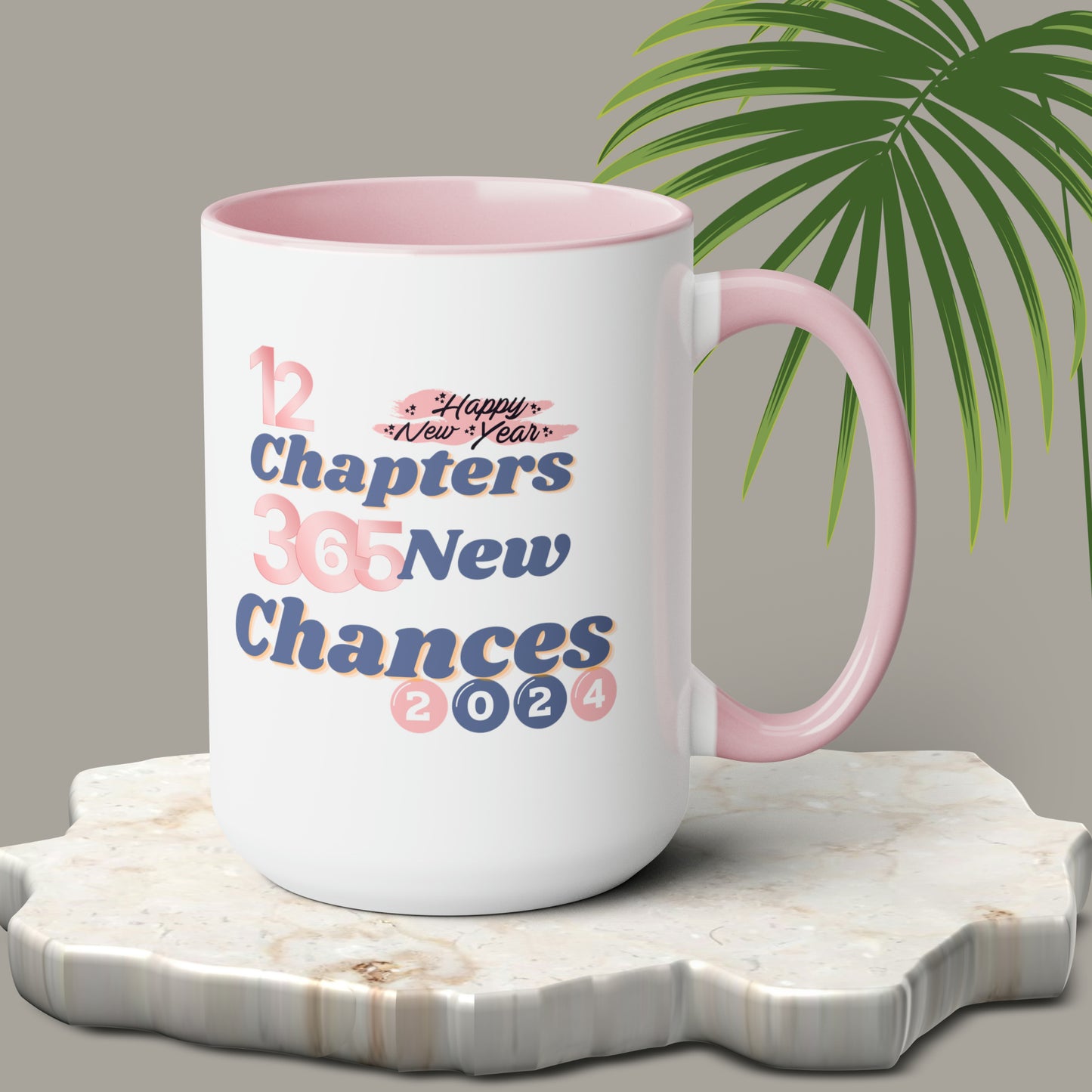 Happy New Year Two-Tone Coffee Mugs, 15oz