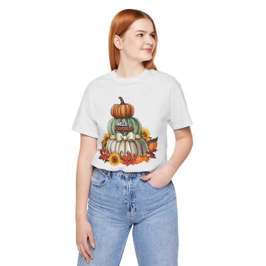 Hello Pumpkin Thanksgiving T-shirt, Happy thanksgiving 2024 T-shirt, Thanksgiving Gift,Turkey Shirt, Family Thanksgiving, Holiday Outfit.