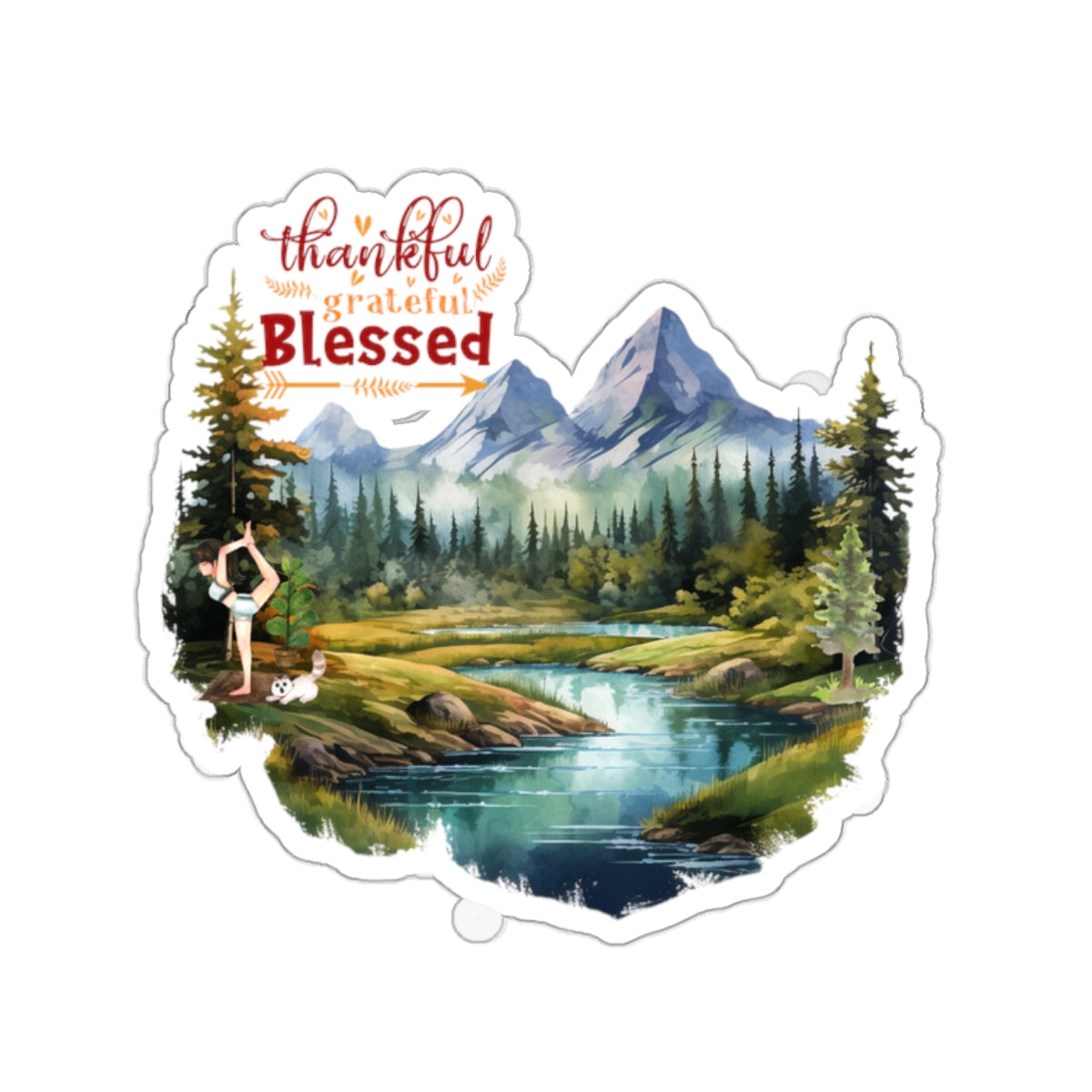 Thankful Grateful Blessed Yoga Kiss-Cut Stickers , Cute Yoga Kiss-Cut Stickers, Mindful Gift, Yoga lovers Kiss-Cut Stickers, Yoga Instructor Gift, Gift For Yoga lovers, Gift For Yogi.