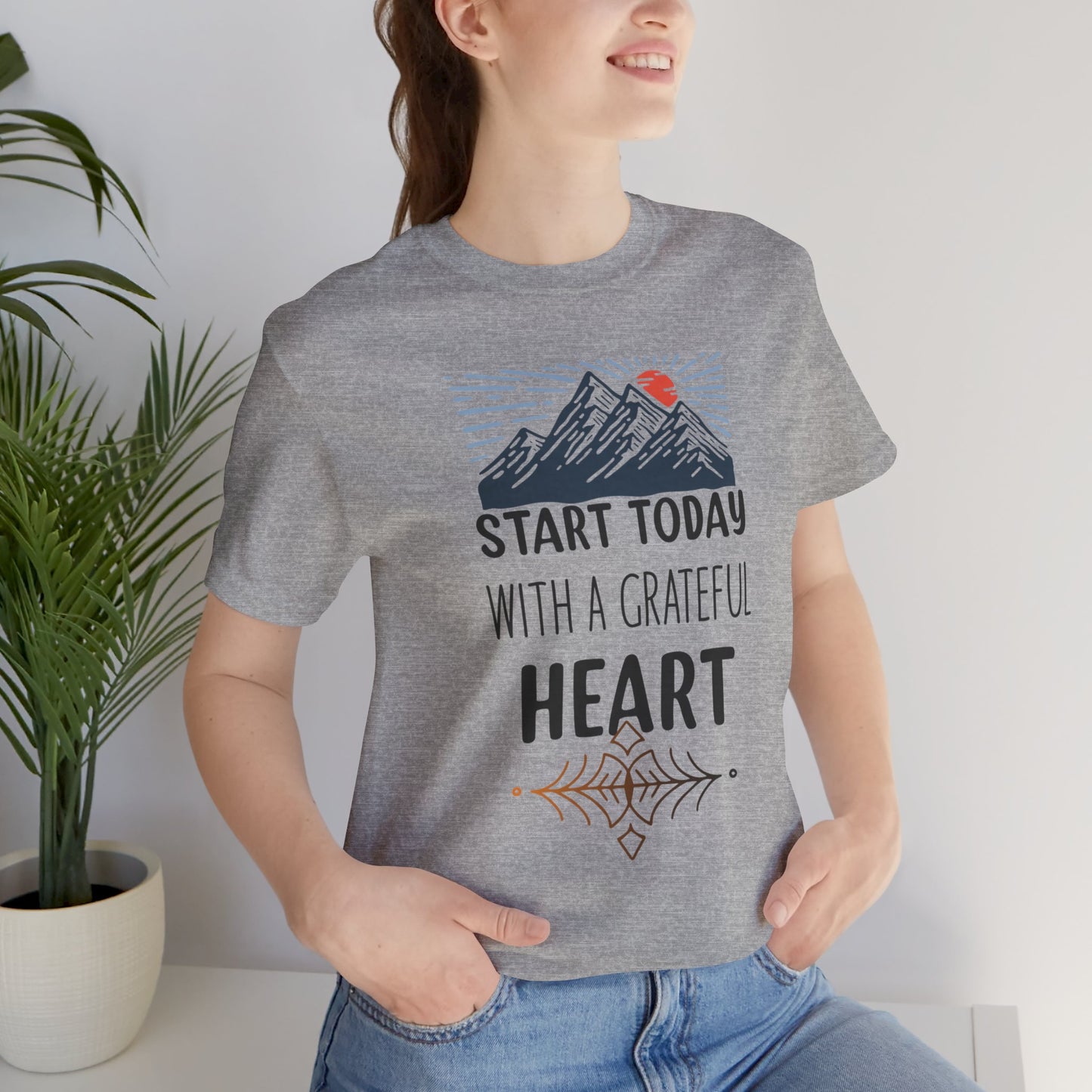 Start Today With A Grateful Heart Yoga T-Shirt, Cute Yoga workout Shirt, Yoga lovers T-shirt, Yoga Instructor Gift, Gym shirt, Gift For Yoga lover, Gift For Yogi.