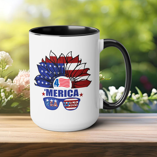 Happy 4th Of July Two -Tone Coffee Mug.15oz.