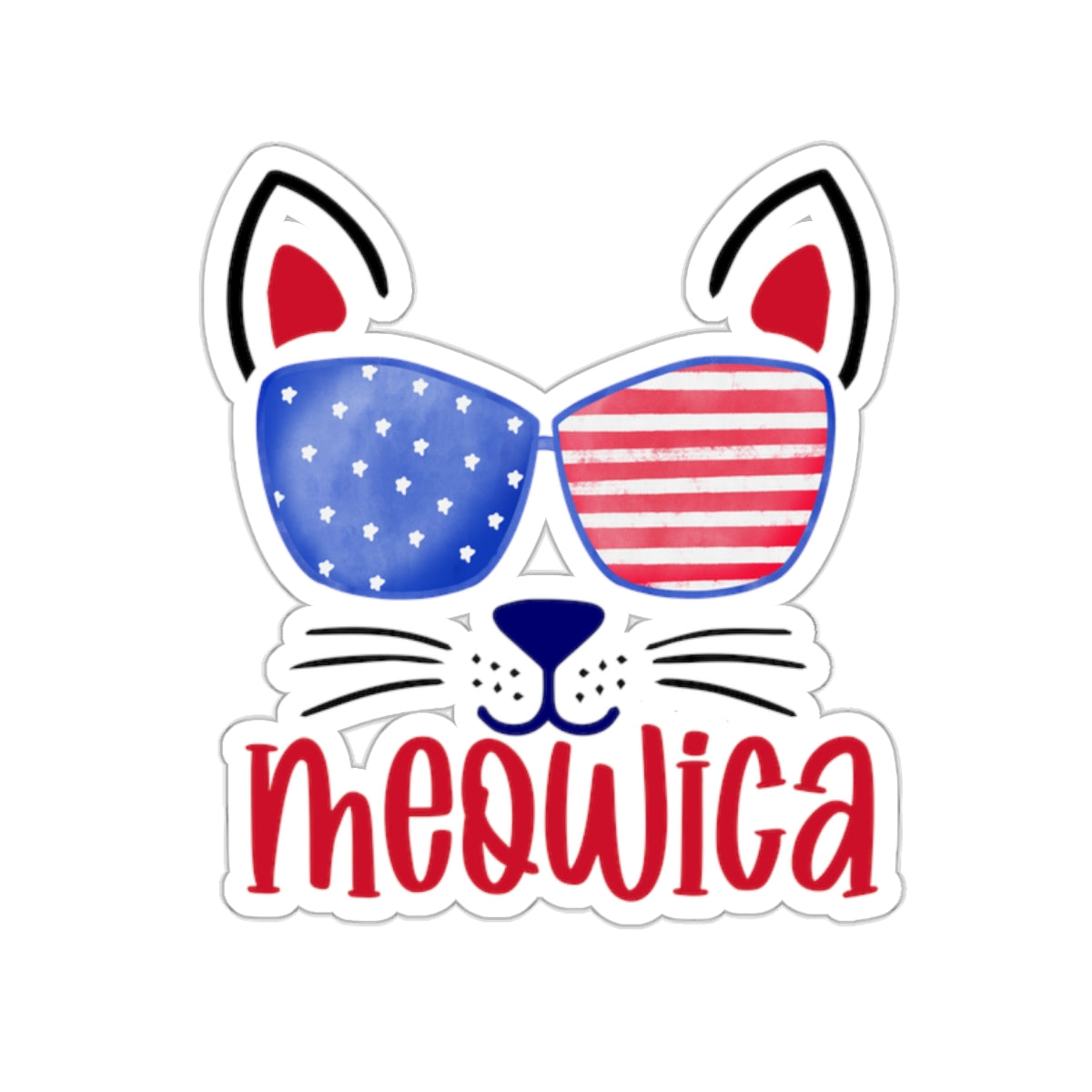 Happy 4th Of July Kiss-Cut Stickers, America, Flag, Peace Love America. Proud To Be An American, Red White Blue stickers. Meowica Stickers.
