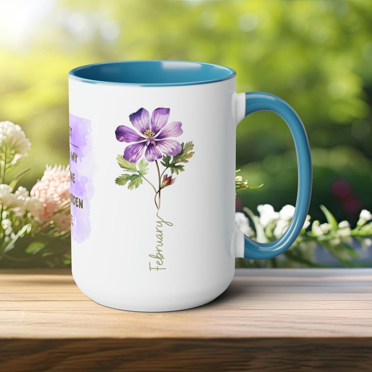 February Birth Month Flower Two-Tone Coffee Mugs, 15oz, Birthday Gift For Her.