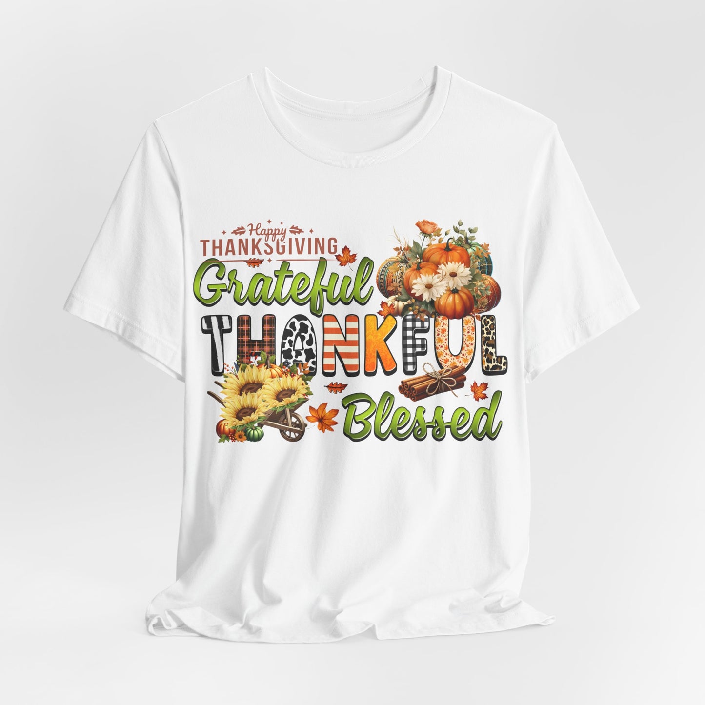 Grateful Thankful Blessed T-shirt, Happy Thanksgiving T-shirt, Happy thanksgiving 2024 T-shirt, Thanksgiving Gift,Turkey Shirt, Family Thanksgiving, Holiday Outfit.