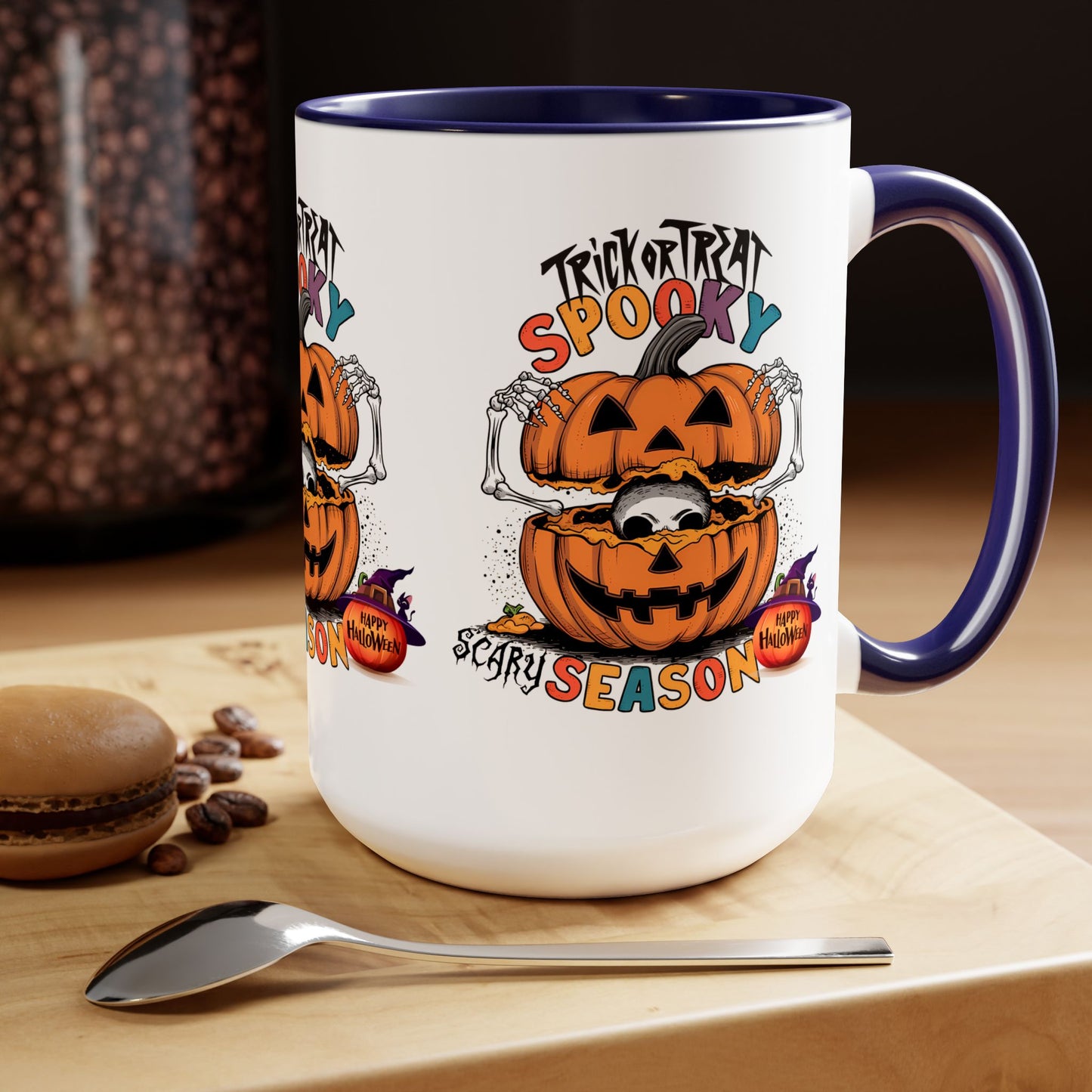 Spooky Scary Halloween Coffee Mug,  Let's Go Halloween Coffee Mug, Trick or Treat Halloween Coffee Mug, Cute Skeleton Coffee Mug, Spooky Season Halloween Coffee Mug.