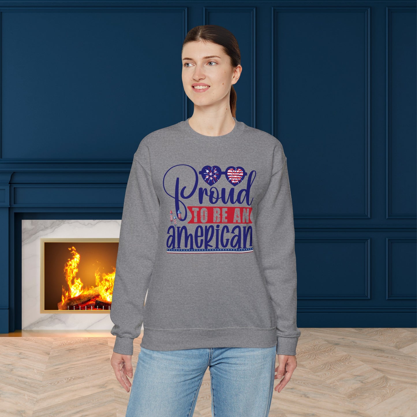 Happy 4th Of July Sweatshirt, Proud To Be An American Sweatshirt, Fourth of July unisex heavy blend crewneck sweatshirt.