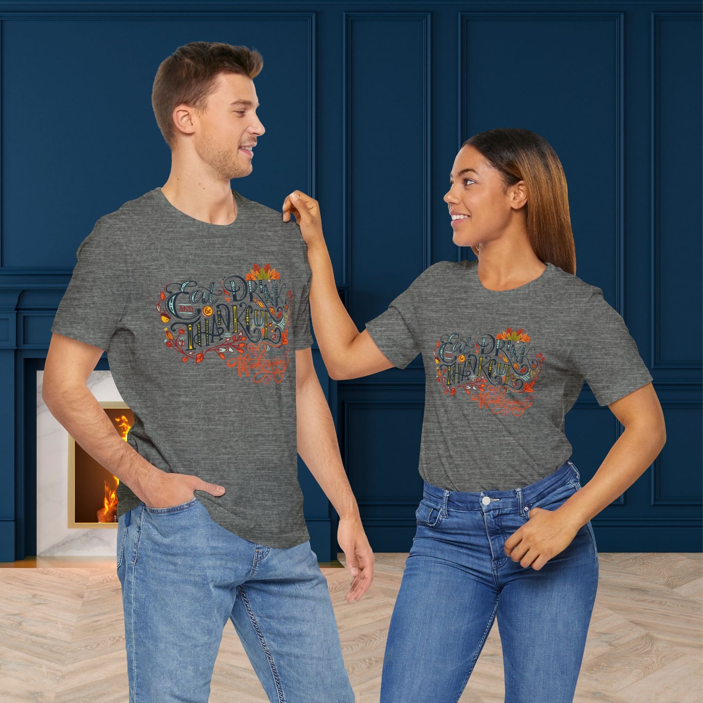 Eat Drink & Thankful T-shirt, Happy Thanksgiving T-shirt, Happy thanksgiving 2024 T-shirt, Thanksgiving Gift,Turkey Shirt, Family Thanksgiving, Holiday Outfit.