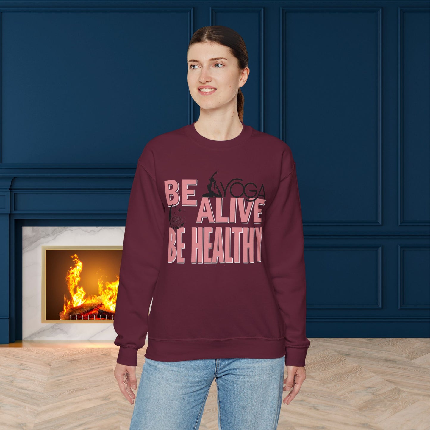 Be Alive Be Healthy Yoga unisex heavy blend crewneck sweatshirt,Yoga workout Sweatshirt,Yoga lovers Sweatshirt, Yoga Instructor Gift, Gym Sweatshirt, Gift For Yoga lovers, Gift For Yogi.