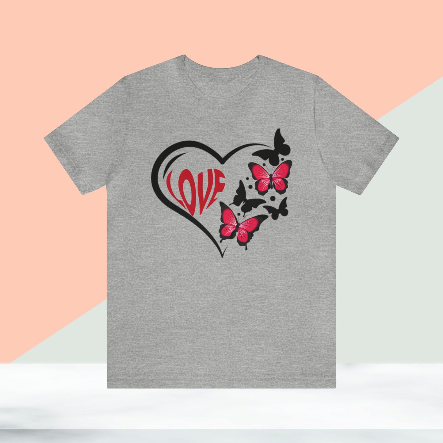 Happy valentines day butterfly heart shape Unisex Jersey Short Sleeve Tee