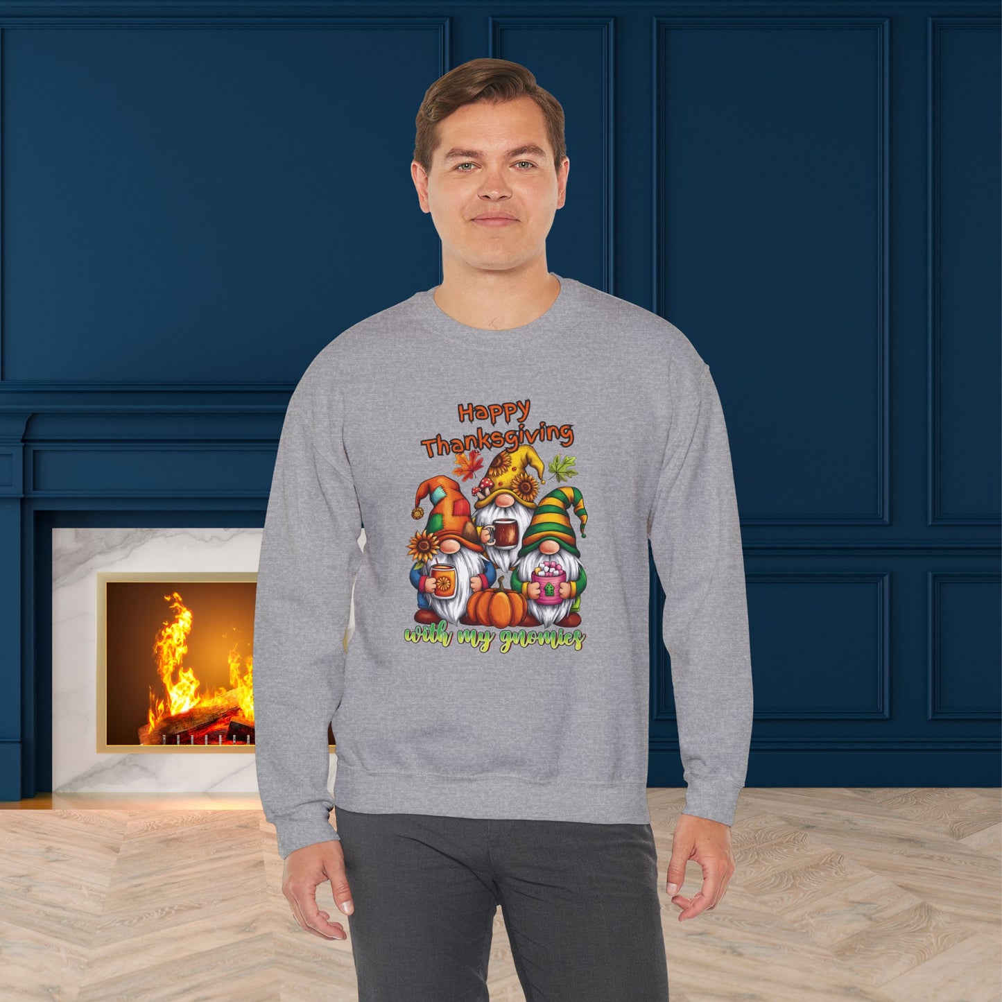 Happy Thanksgiving  With My Gnomies Sweatshirt, HappyThanksgiving Sweatshirt - Unisex Heavy Blend, Happy Thanksgiving2024 Sweatshirt, Thanksgiving Gift, Festive Sweatshirt.