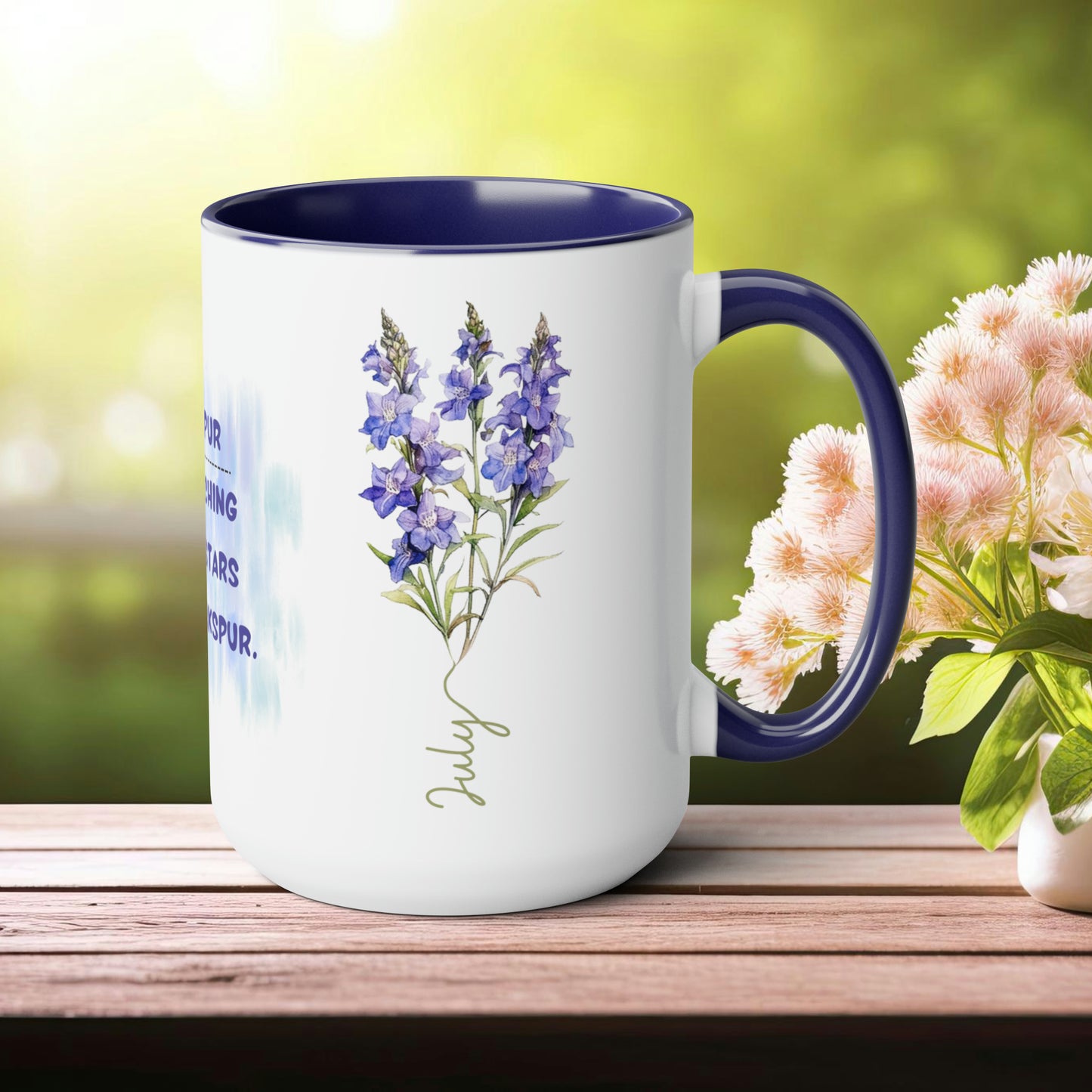 July Birth Month Flower Two-Tone Coffee Mugs, 15oz, Magical Birth Month Flower Mug.