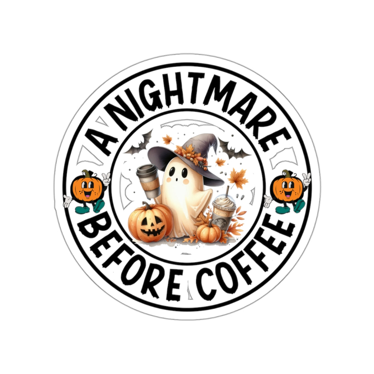 A Nightmare Before Coffee Halloween Kiss-Cut Stickers, Cute Ghost Halloween Kiss-Cut Stickers, Happy Halloween Kiss-Cut Stickers, Spooky Season Kiss-Cut Stickers, Trick Or Treat Halloween Kiss-Cut Stickers.