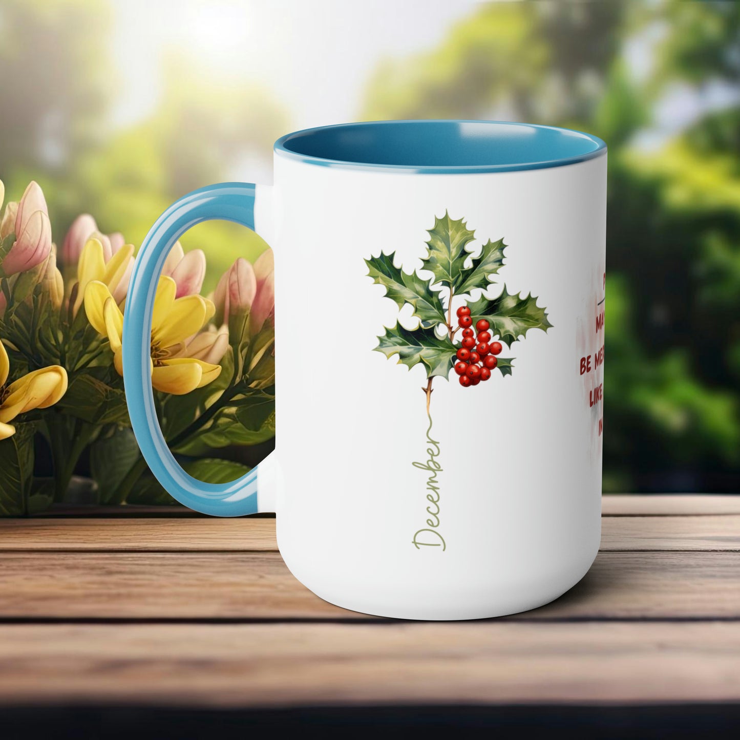 December Birth Month Flower Two-Tone Coffee Mugs, 15oz, Birth Month Flower mug.