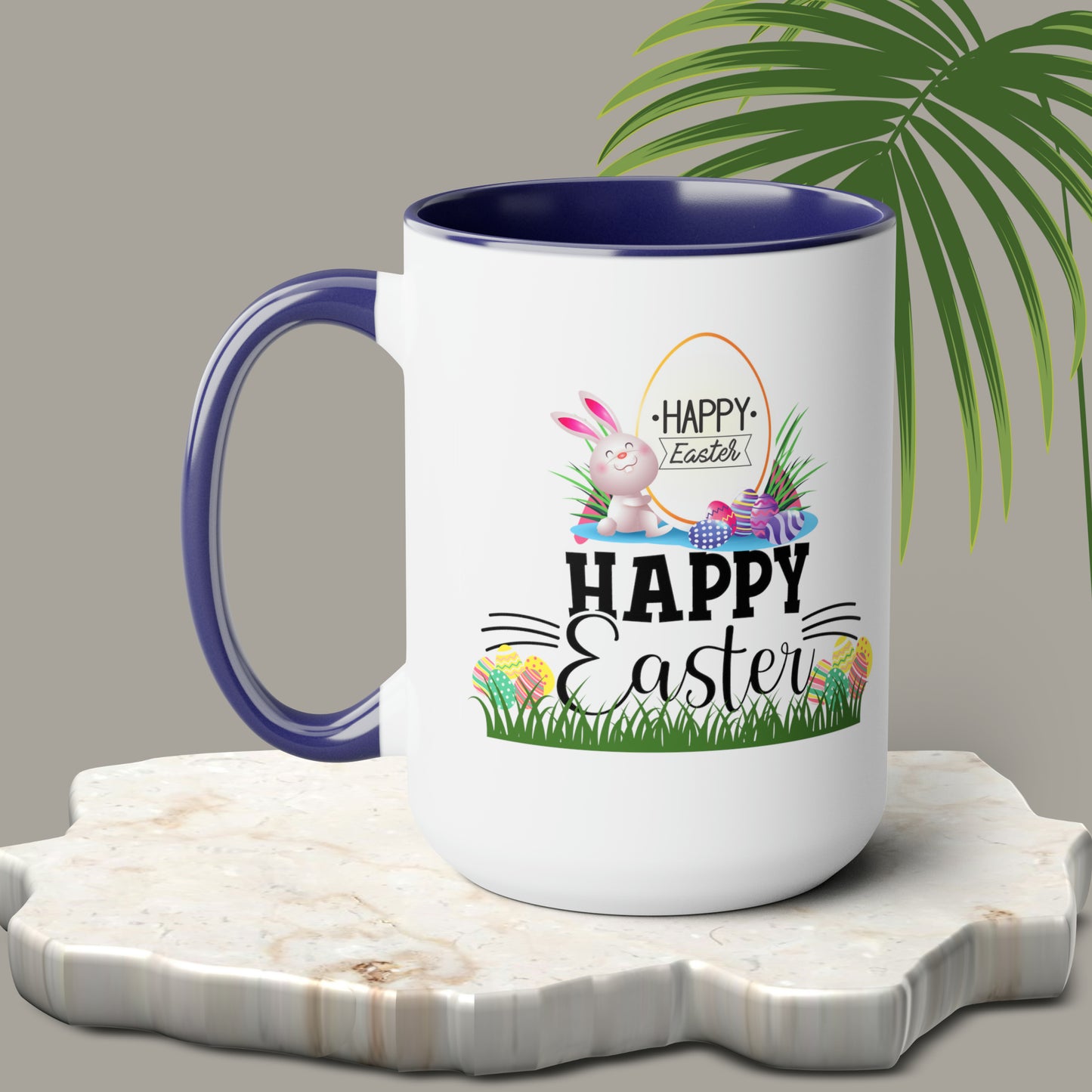 Happy Easter Two-Tone Coffee Mugs, 15oz