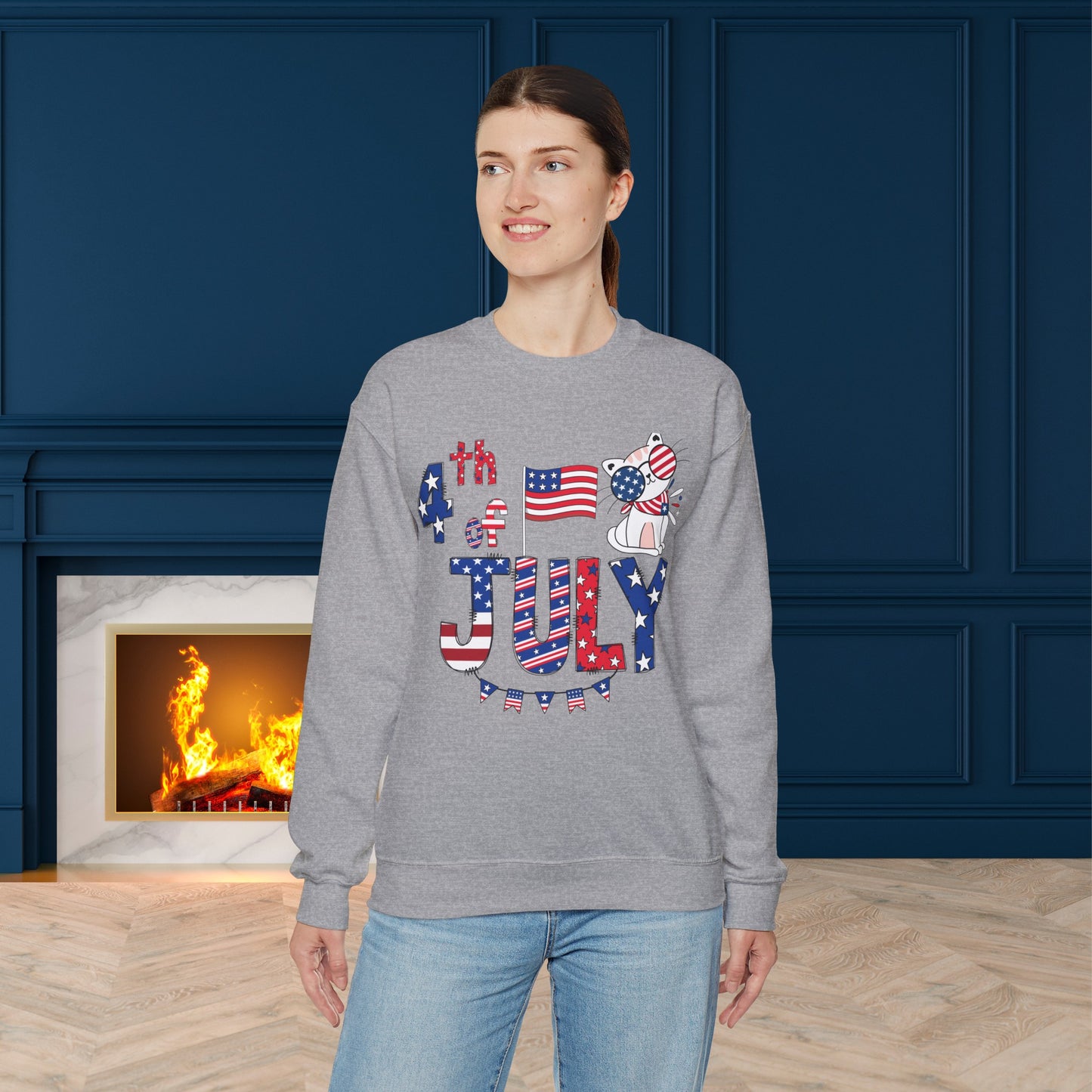 Happy 4th Of July Sweatshirt, Fourth of July unisex heavy blend crewneck sweatshirt.