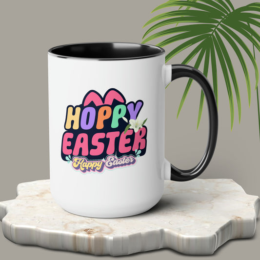 Happy EasterTwo-Tone Coffee Mugs, 15oz