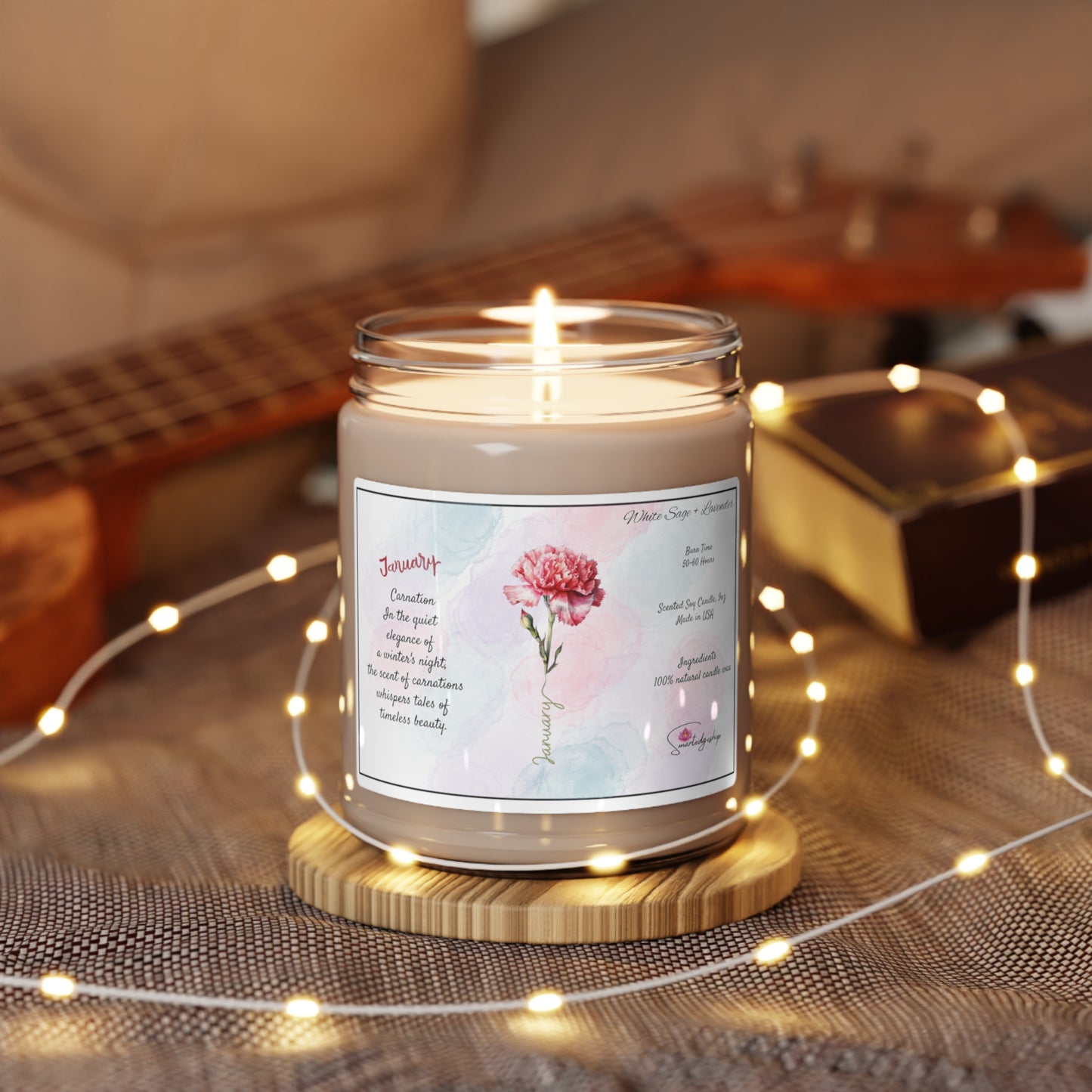 January Birth Month Flower Scented Soy Candle, 9oz