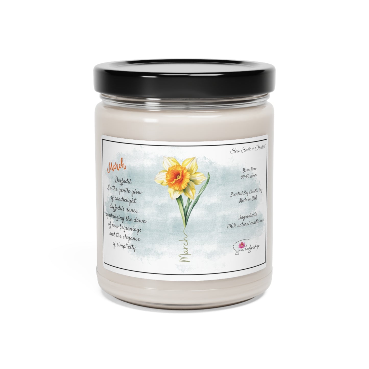 March Birth month Flower Scented Soy Candle, 9oz