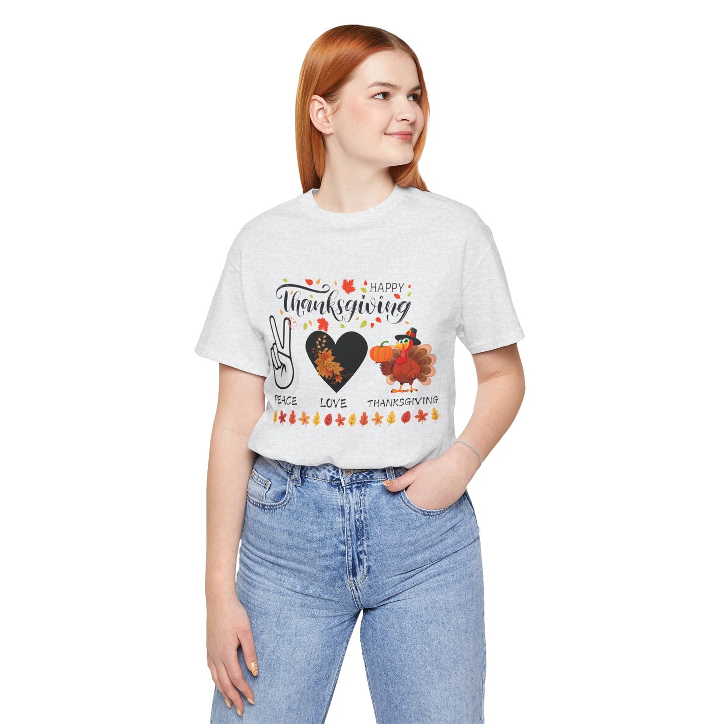 Peace Love Thanksgiving T-shirt, Happy Thanksgiving T-shirt, Happy thanksgiving 2024 T-shirt, Thanksgiving Gift,Turkey Shirt, Family Thanksgiving, Holiday Outfit.