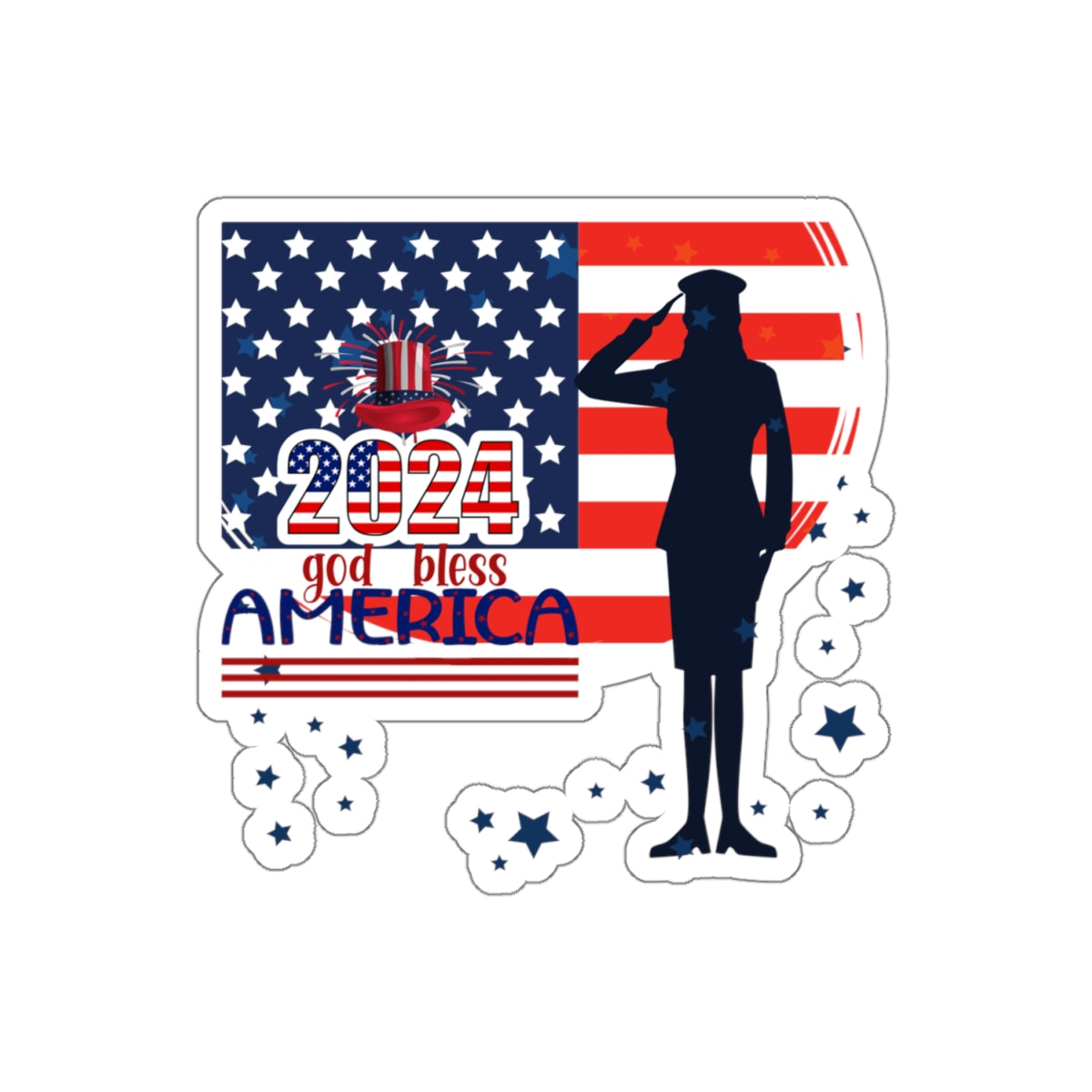 Happy 4th Of July Kiss-Cut Stickers, America, Flag, Peace Love America. Proud To Be An American, Red White Blue stickers. United Fourth of July Stickers.