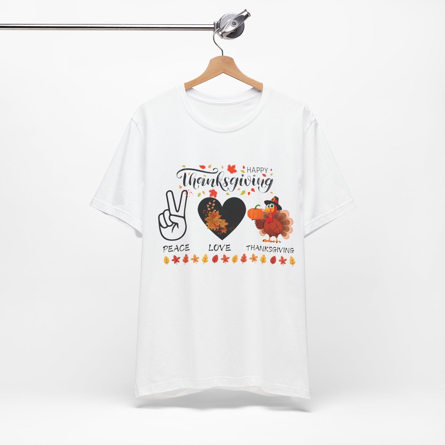 Peace Love Thanksgiving T-shirt, Happy Thanksgiving T-shirt, Happy thanksgiving 2024 T-shirt, Thanksgiving Gift,Turkey Shirt, Family Thanksgiving, Holiday Outfit.