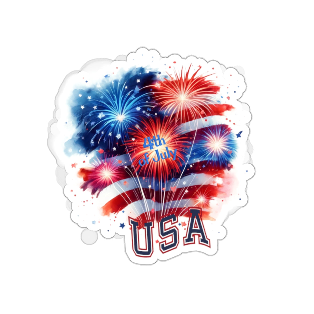 Happy 4th Of July Kiss-Cut Stickers, America, Flag, Peace Love America. Proud To Be An American, Red White Blue stickers. America Stickers.